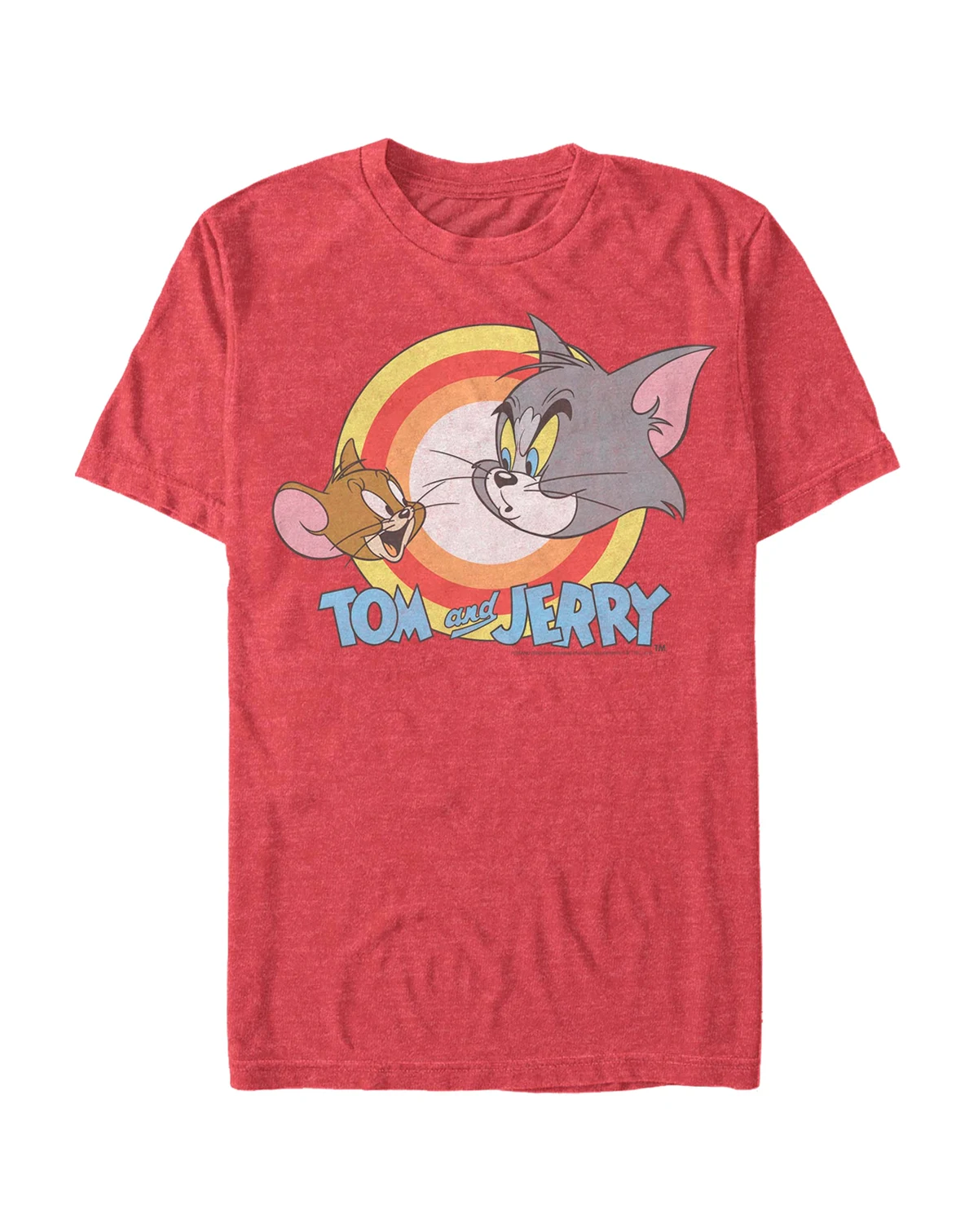 Men's Tom Jerry Faces and Logo Short Sleeve T-shirt