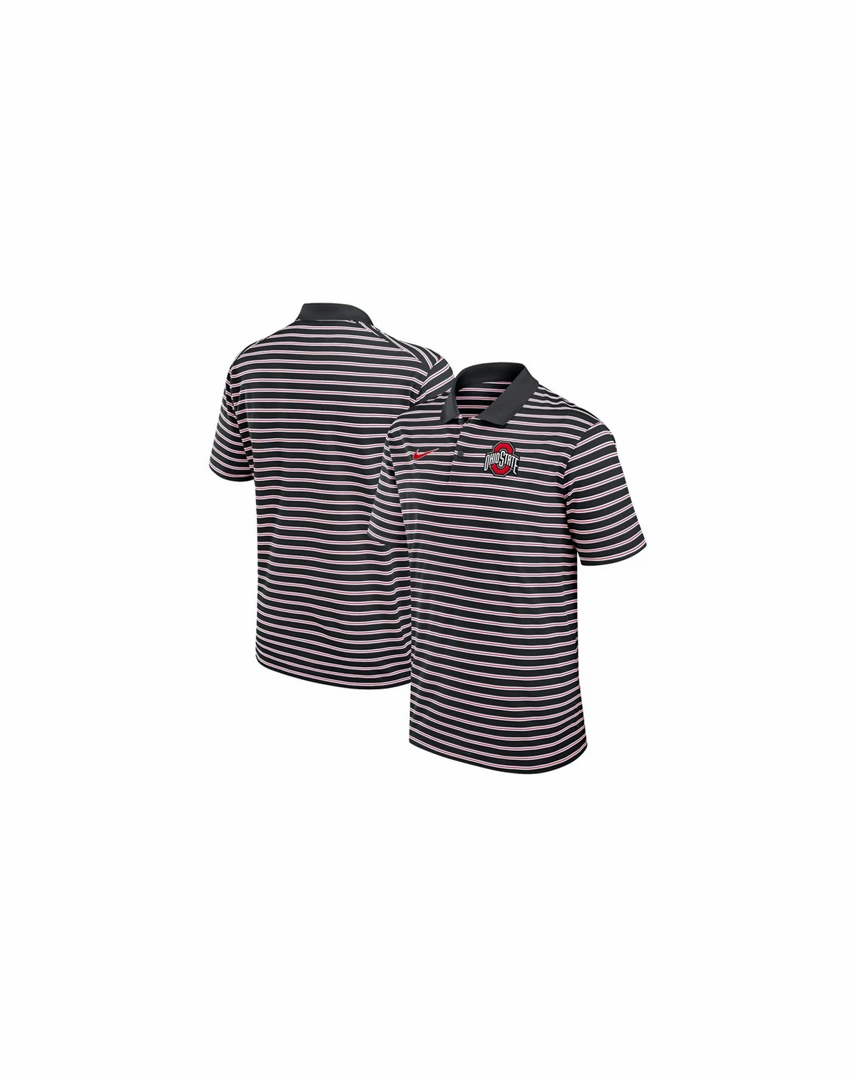 Men's Black/White Ohio State Buckeyes Primetime Victory Striped Performance Polo