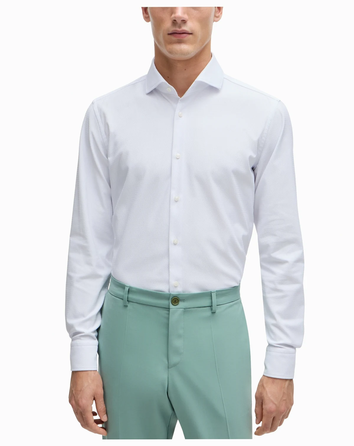 Men's Structured Performance Slim-Fit Dress Shirt