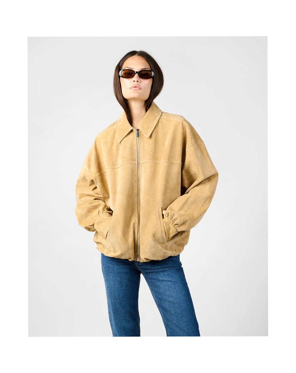 Women's Premium Suede Bomber Jacket