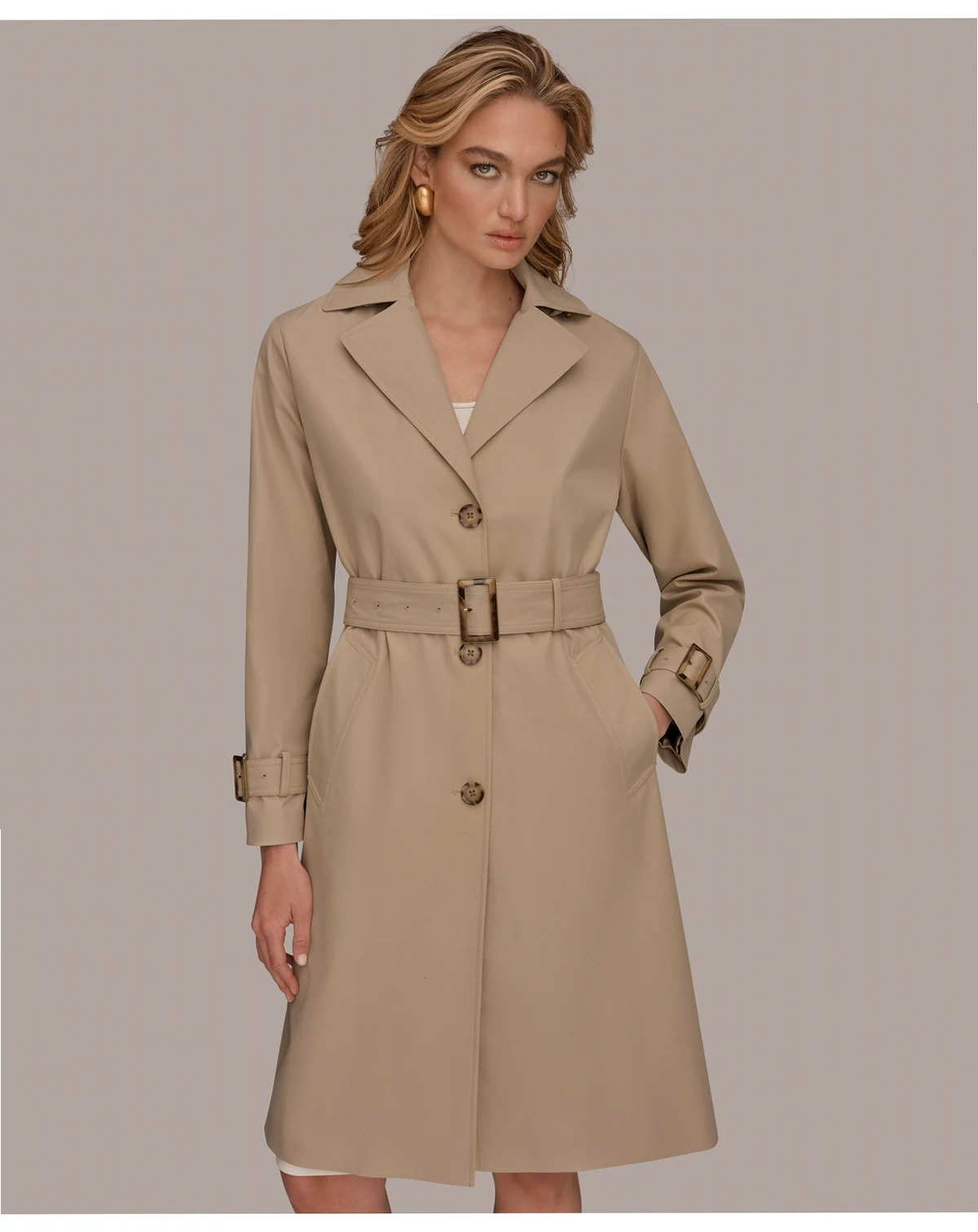 Women's Single Breasted Belted Trench Coat