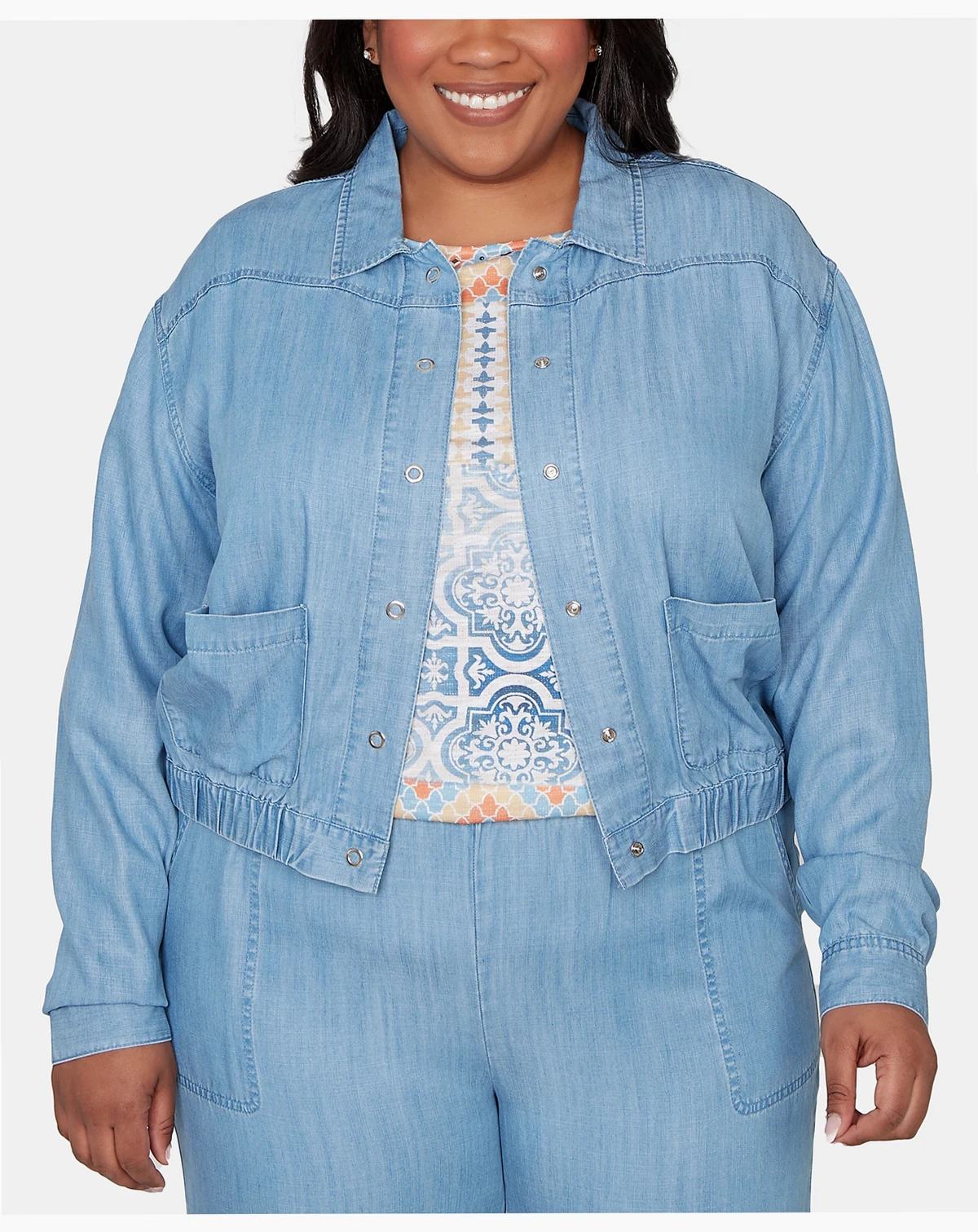 Plus Size Beachcomber Casual Elastic Lyocell Shirt Jacket