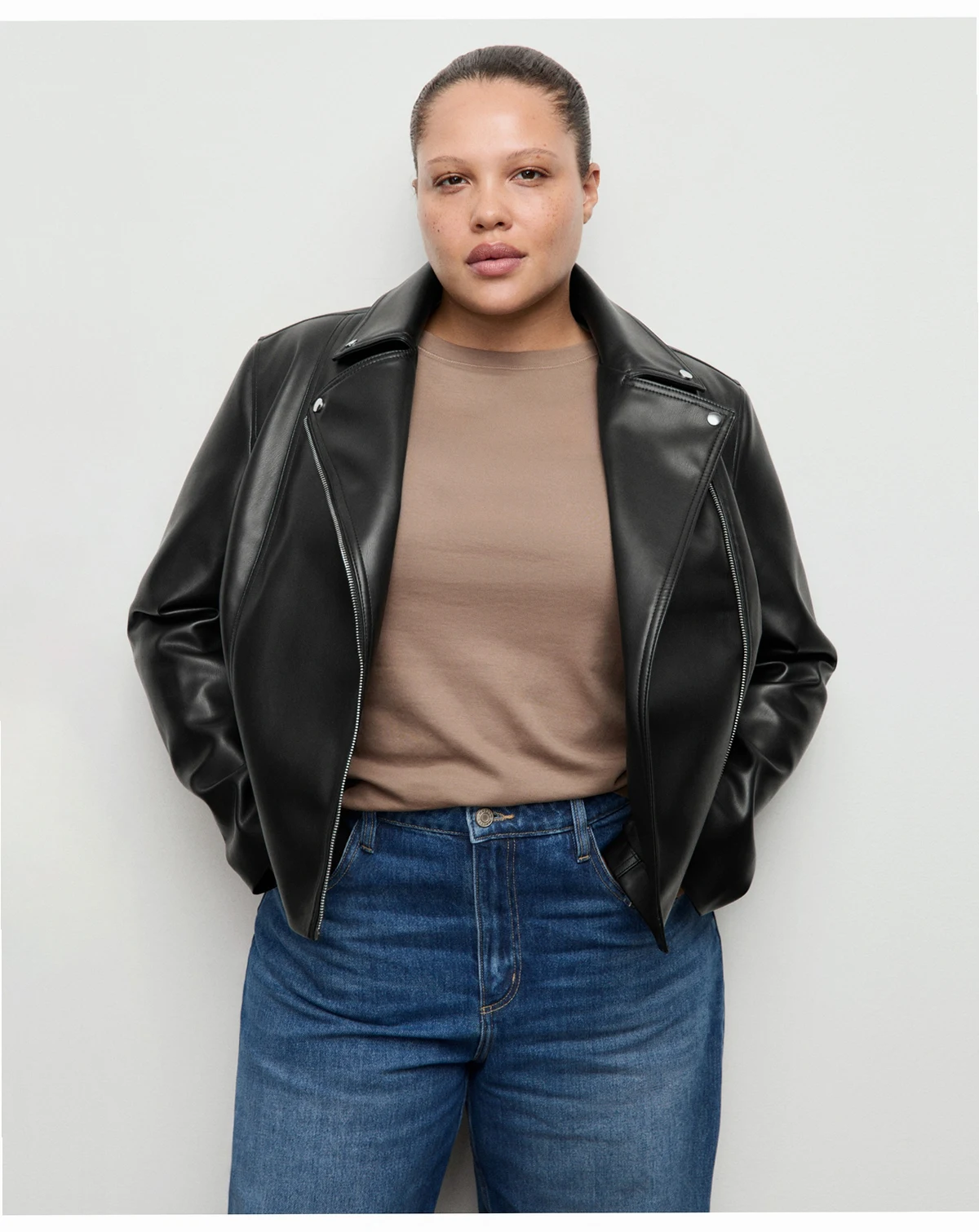 Women's Faux-Leather Biker Jacket