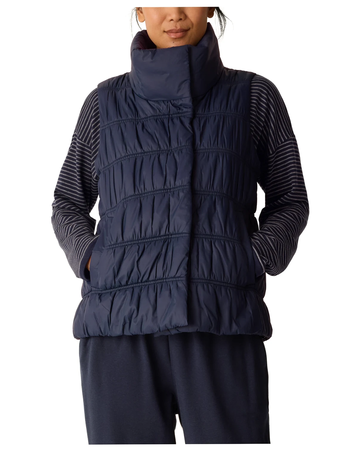 Women's High-Collar Ruched Vest