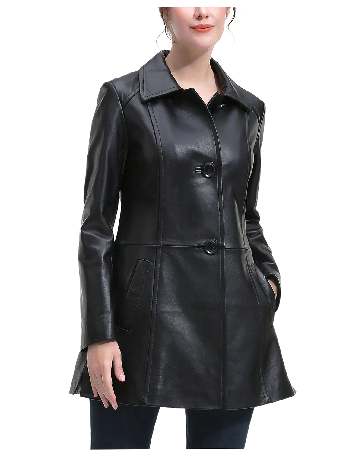 Women's Eloise A-Line Leather Coat