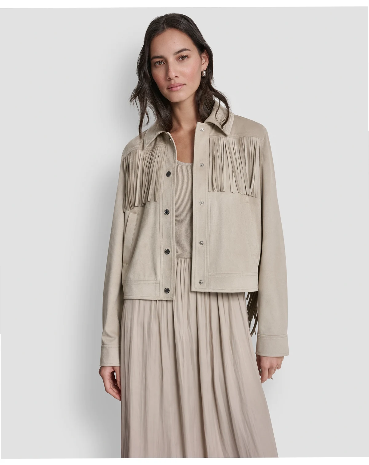 Women's Collared Fringe Suede Jacket