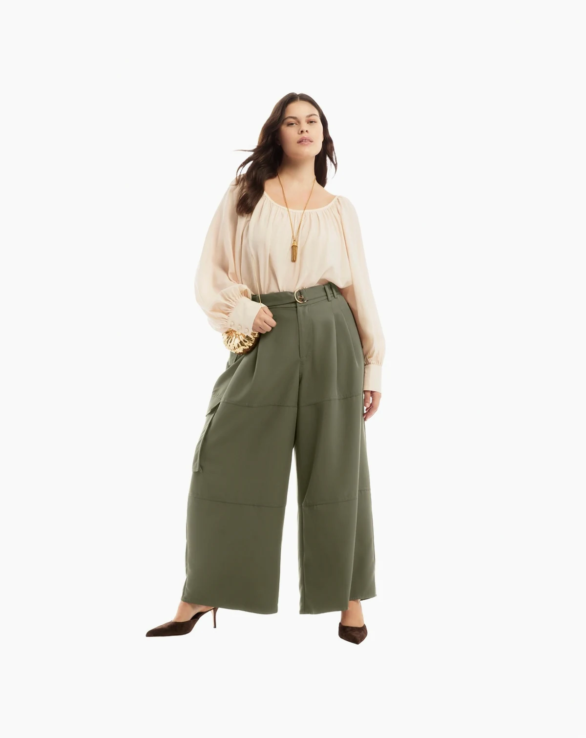Women's High-Rise Wide-Leg Cargo Pants