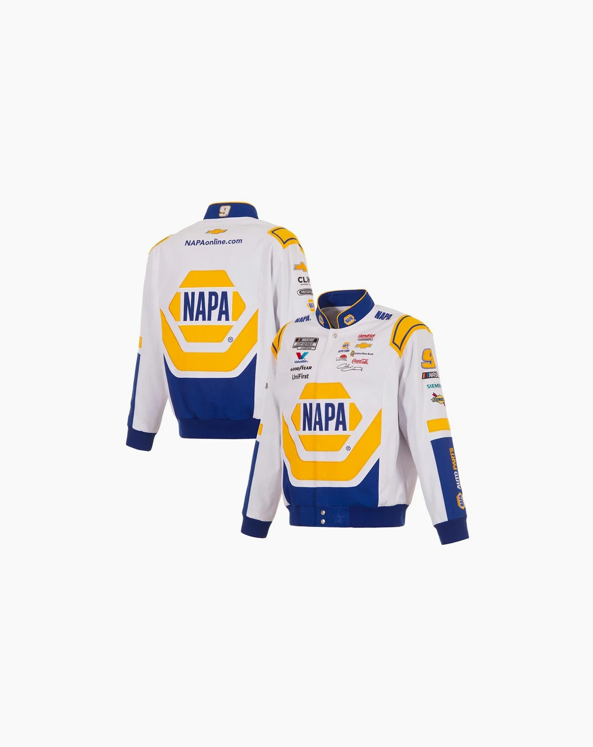 Men's White/Royal Chase Elliott NAPA Full-Snap Twill Uniform Jacket