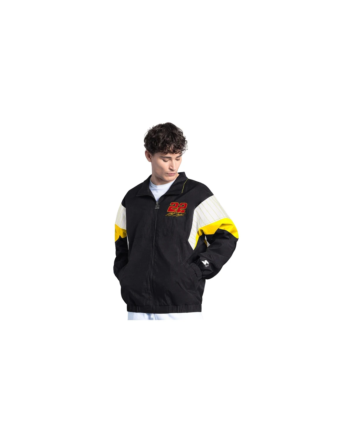 Men's Black/Yellow Joey Logano Pennzoil Yard Line Full-Zip Jacket