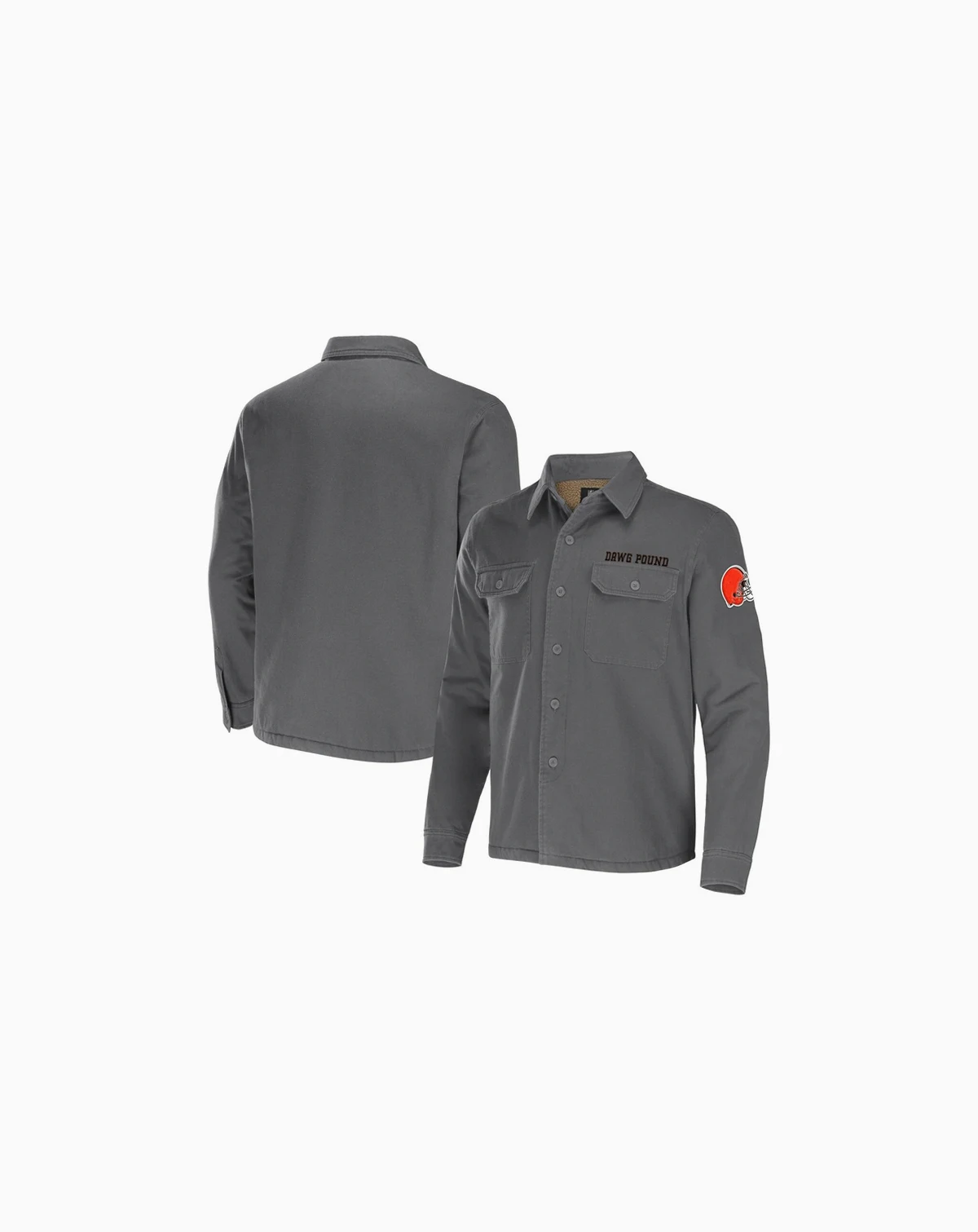 Men's NFL x Darius Rucker Collection by Gray Cleveland Browns Canvas Button-Up Shirt Jacket