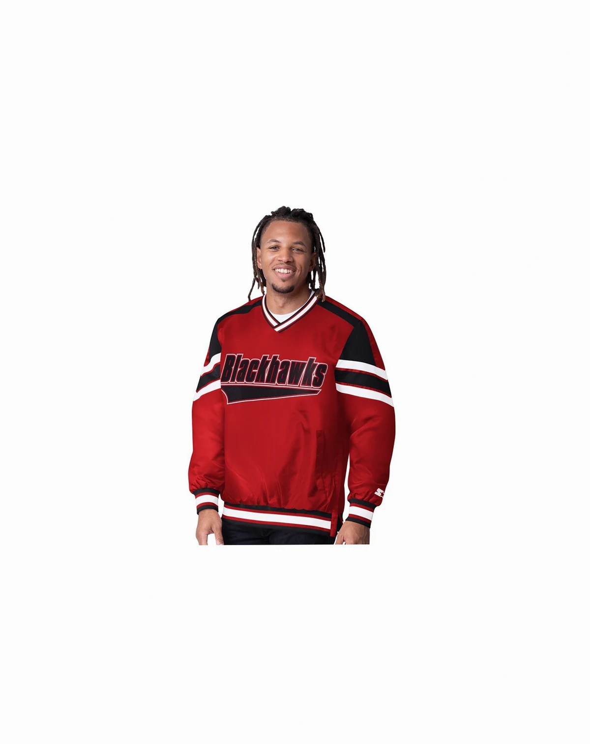 Men's Red Chicago Blackhawks Reliver I V-Neck Pullover Jacket