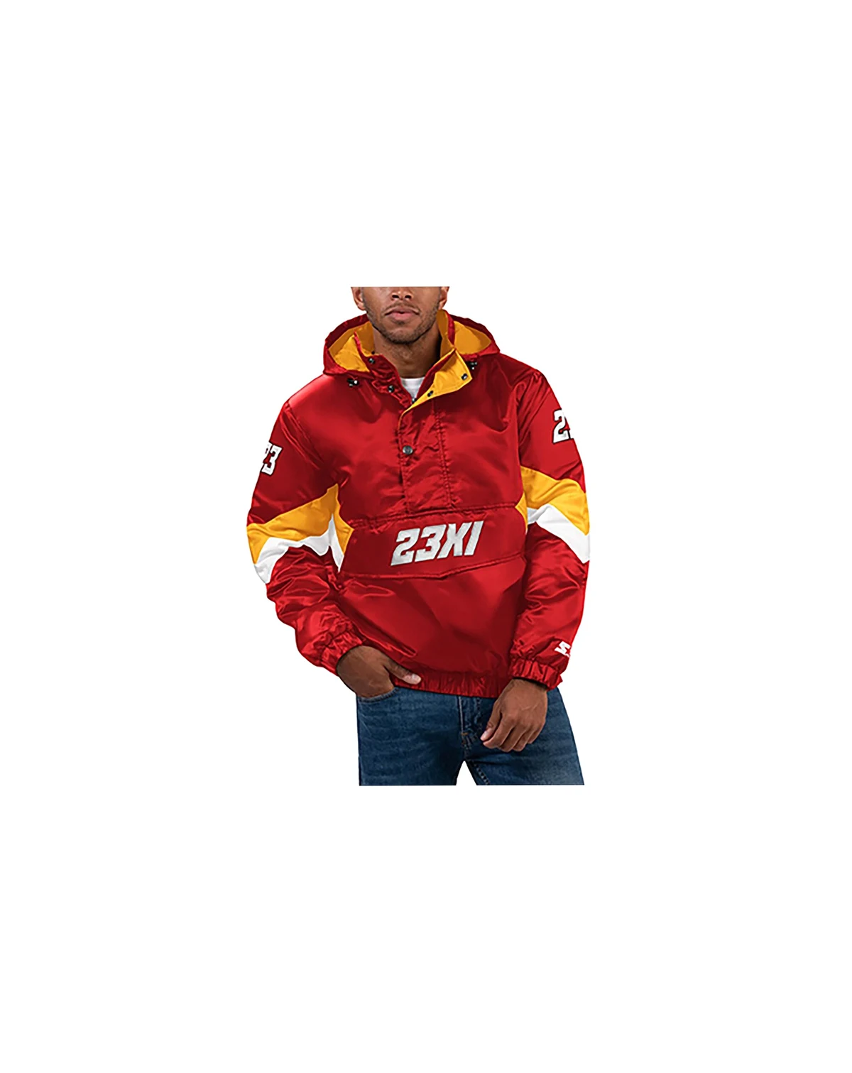 Men's Red/Yellow Bubba Wallace Home Team Satin Half-Zip Hoodie Jacket