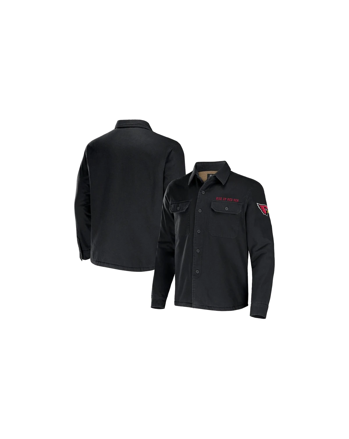 Men's NFL x Darius Rucker Collection by Black Arizona Cardinals Canvas Button-Up Shirt Jacket