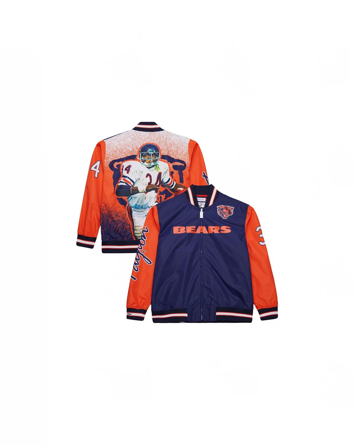 Men's Walter Payton Navy Chicago Bears Retired Player Graphic Full-Zip Satin Jacket