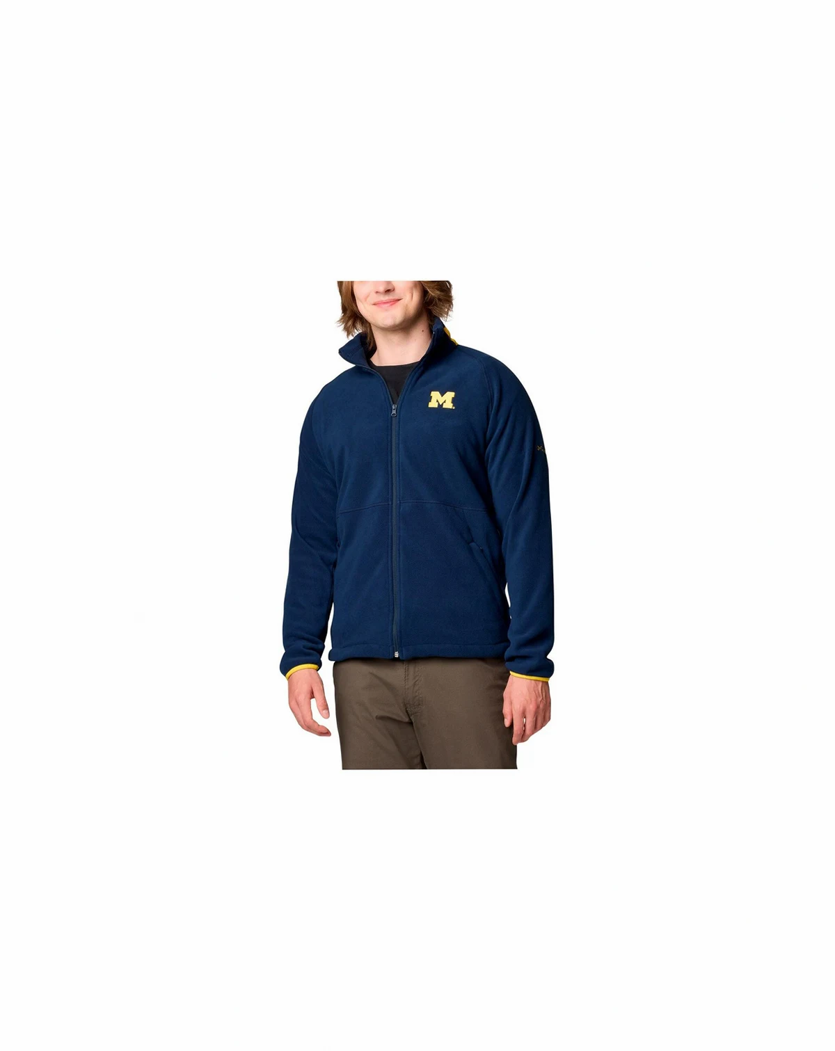 Men's Navy Michigan Wolverines Big Tall Flanker IV Fleece Raglan Full-Zip Jacket