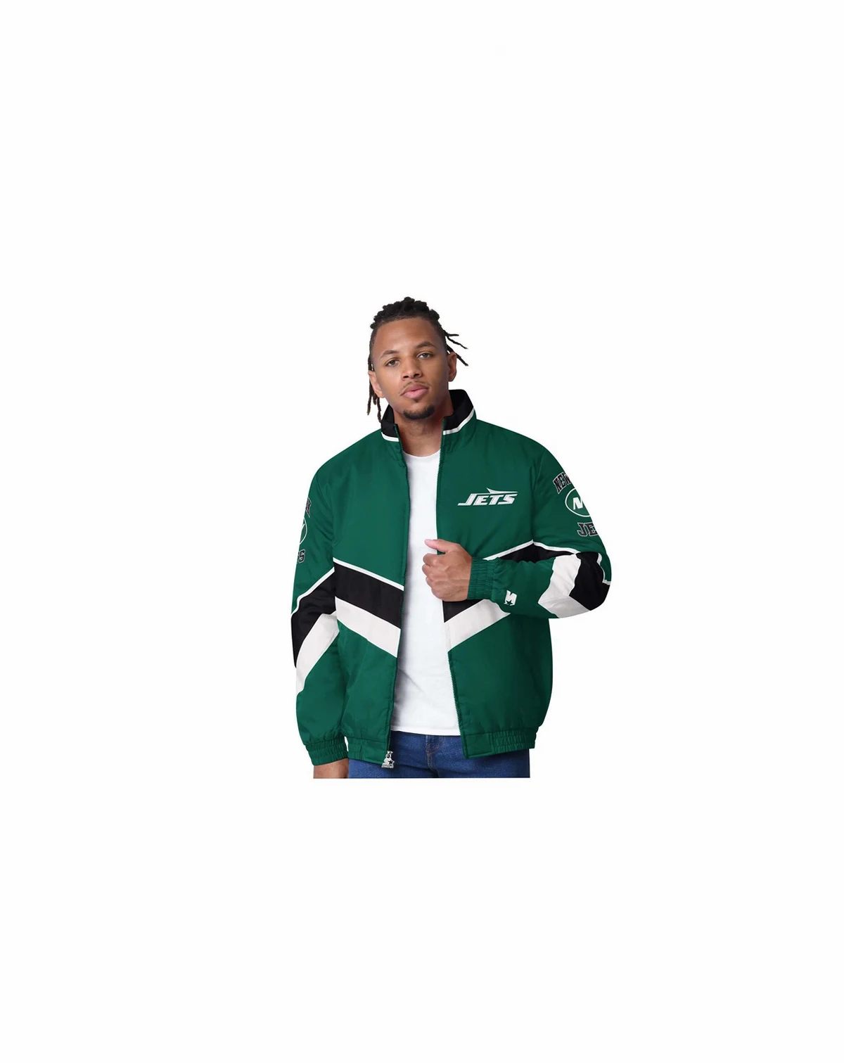 Men's Green New York Jets Captain Satin Varsity Jacket