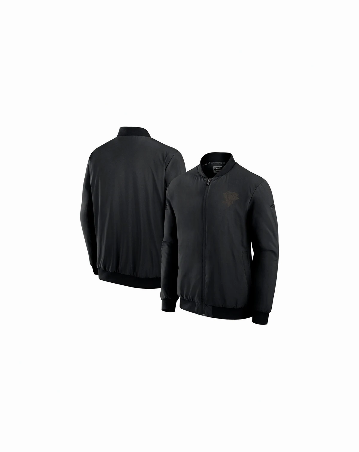 Men's Black Pittsburgh Penguins Authentic Pro Road Lightweight Full-Zip Bomber Jacket