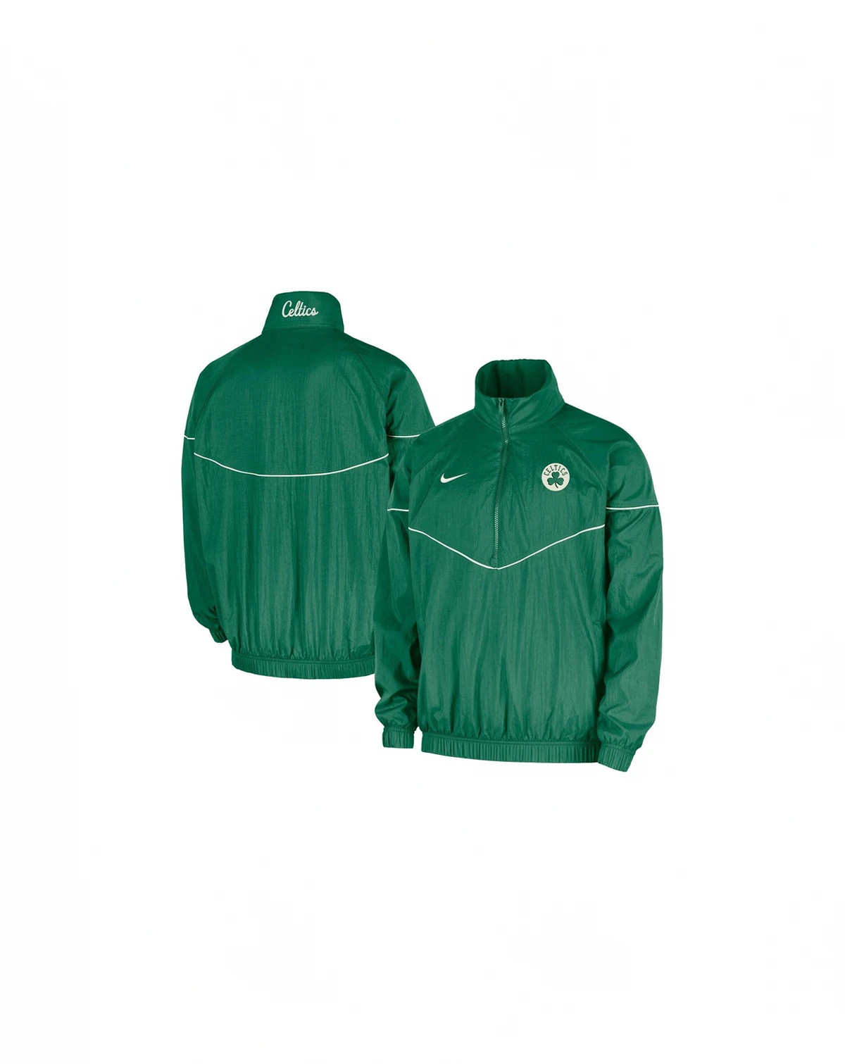 Men's Kelly Green Boston Celtics Courtside Windrunner Woven Half-Zip Jacket