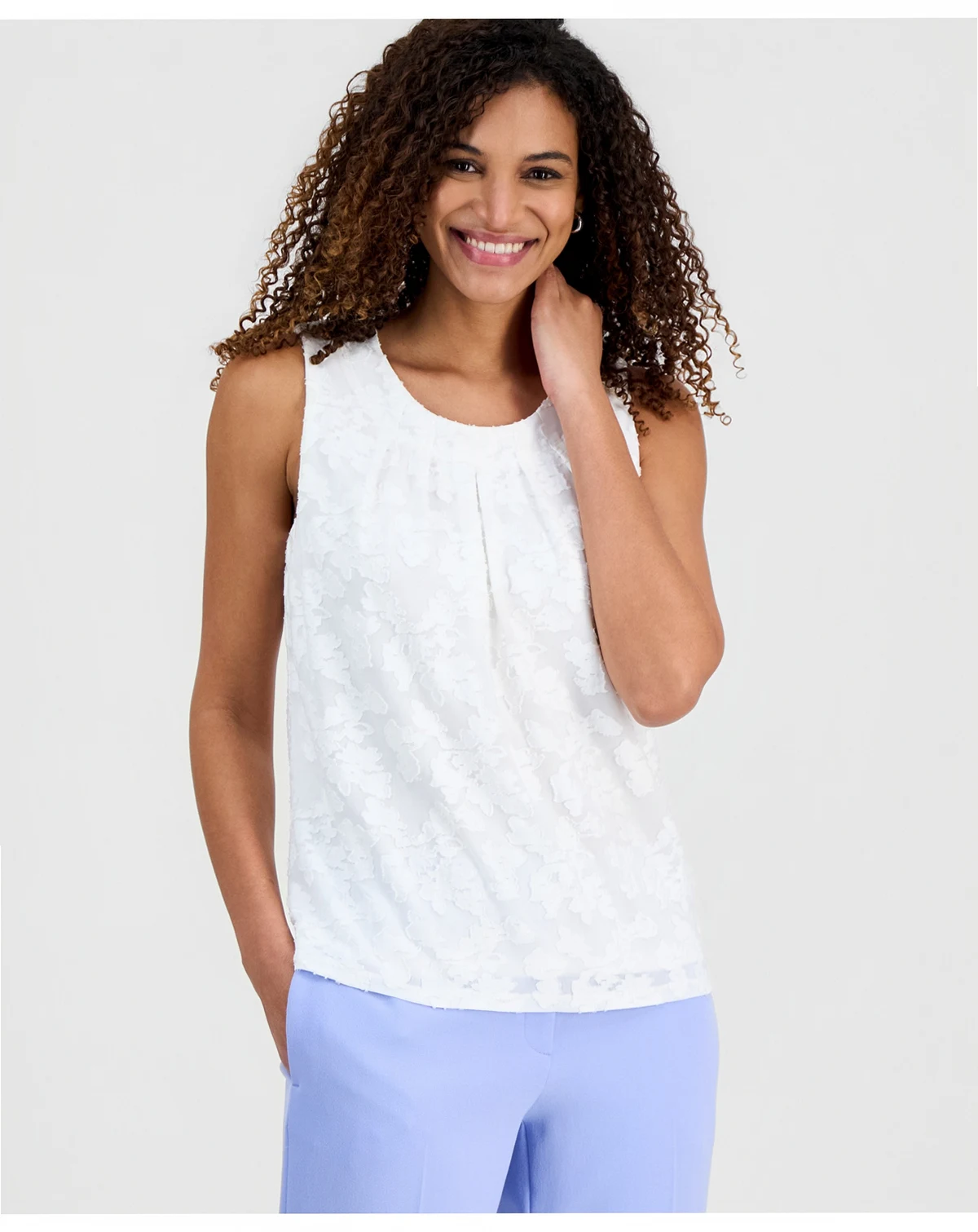 Women's Burnout Floral Sleeveless Top