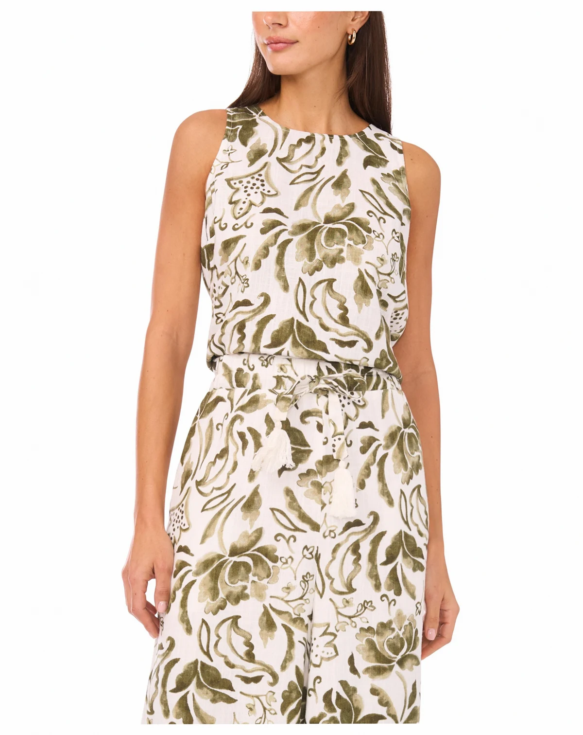 Women's Woven Crew Neck Tank Top