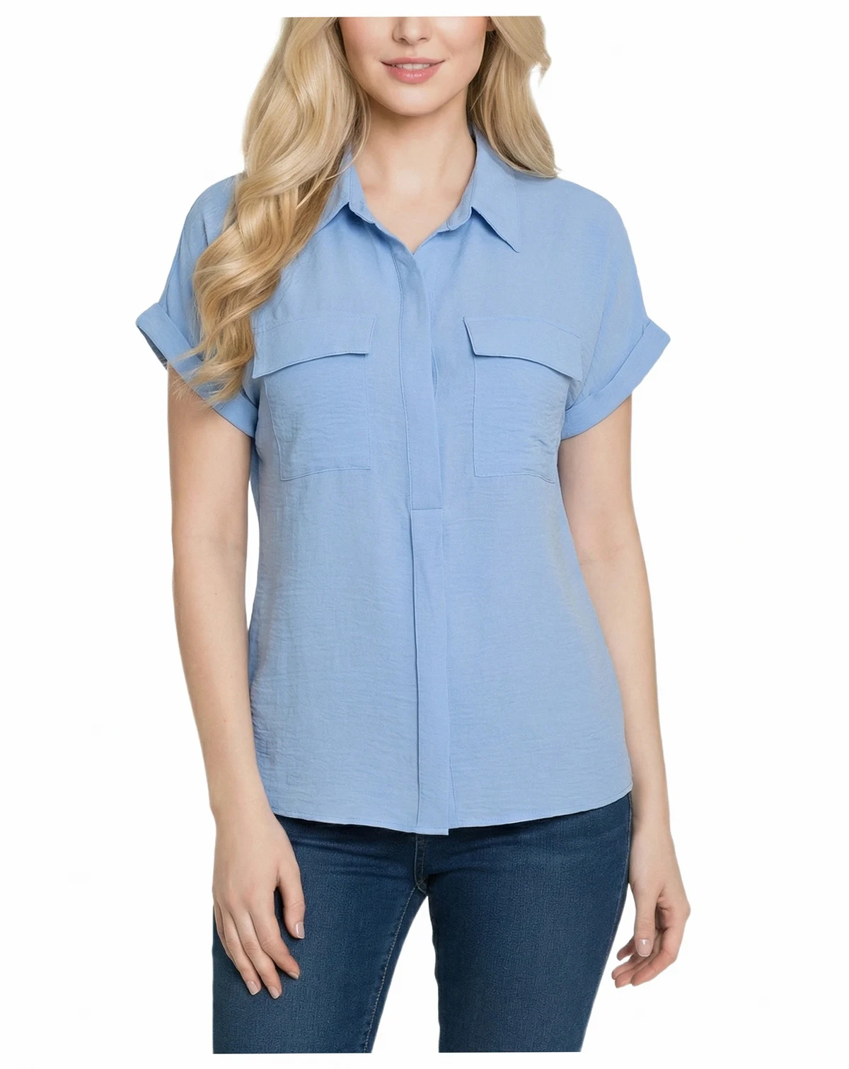 Women's Short-Sleeve Roll Cuff Blouse