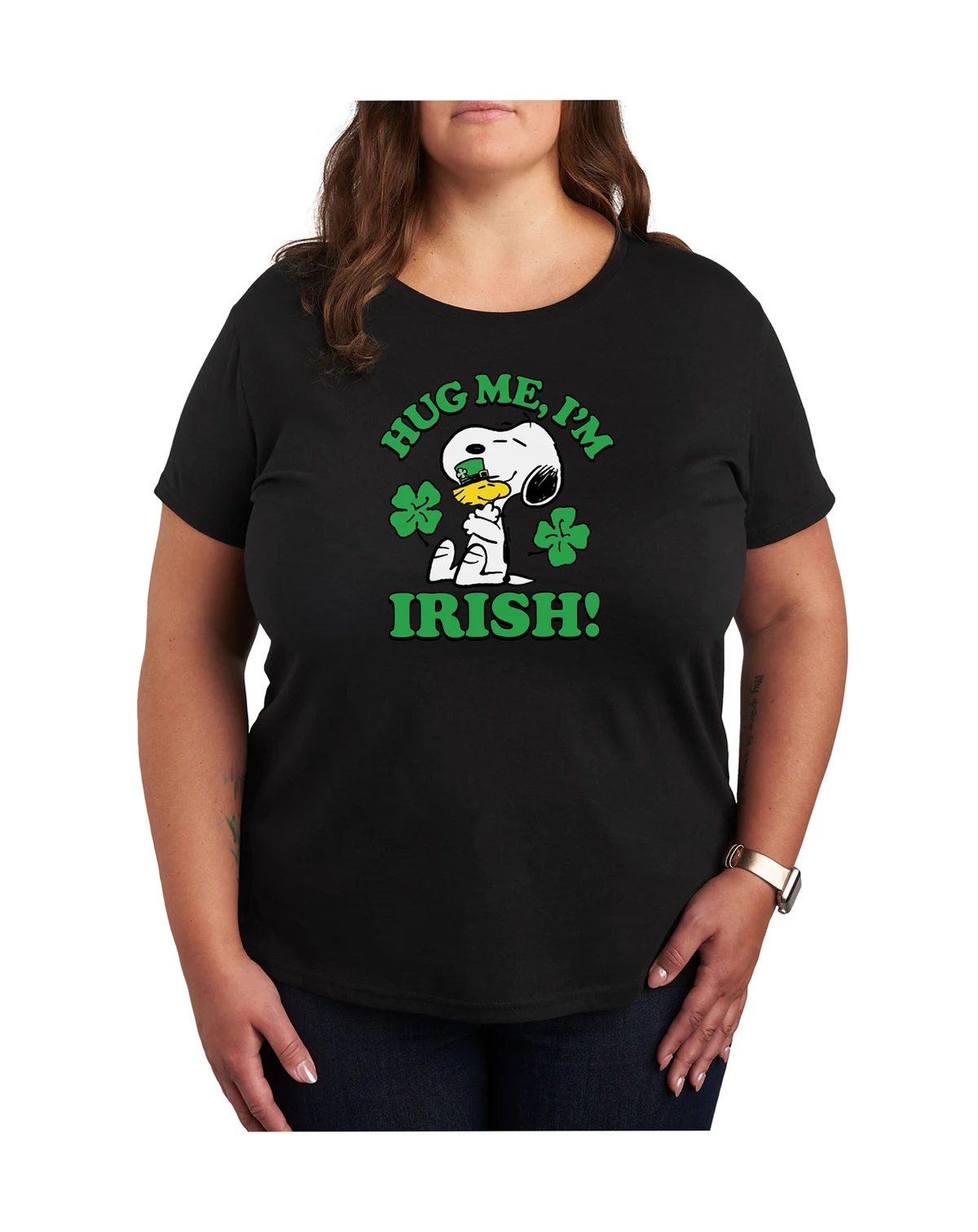 Trendy Plus Size Peanuts Snoopy St. Patrick's Day Graphic T-shirt