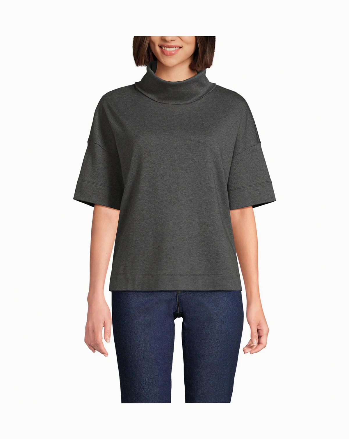 Women's Elbow Sleeve Supima Cotton Relaxed Turtleneck