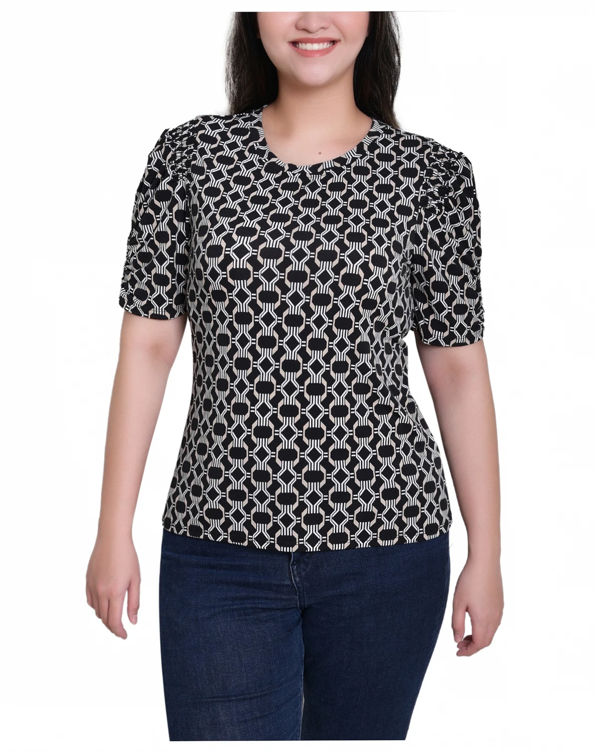 Petite Short Sleeve Scoop Neck Top