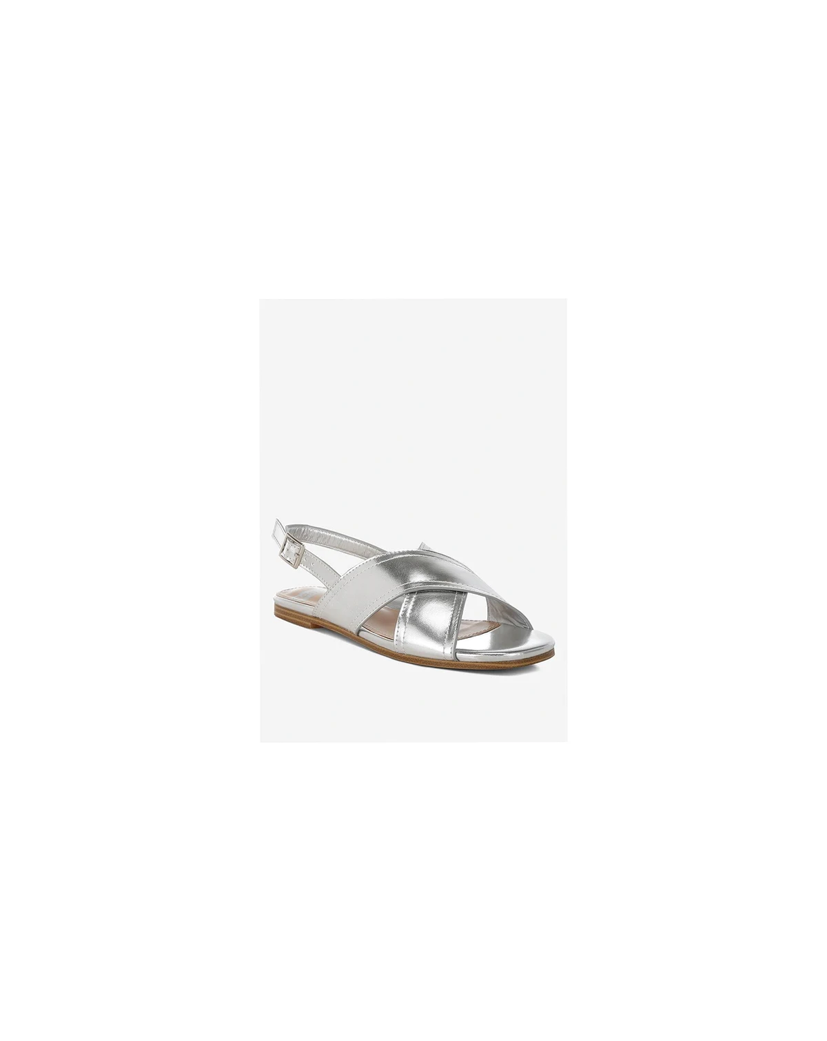 Womens Kanon Metallic Pleather Criss-Cross Flats