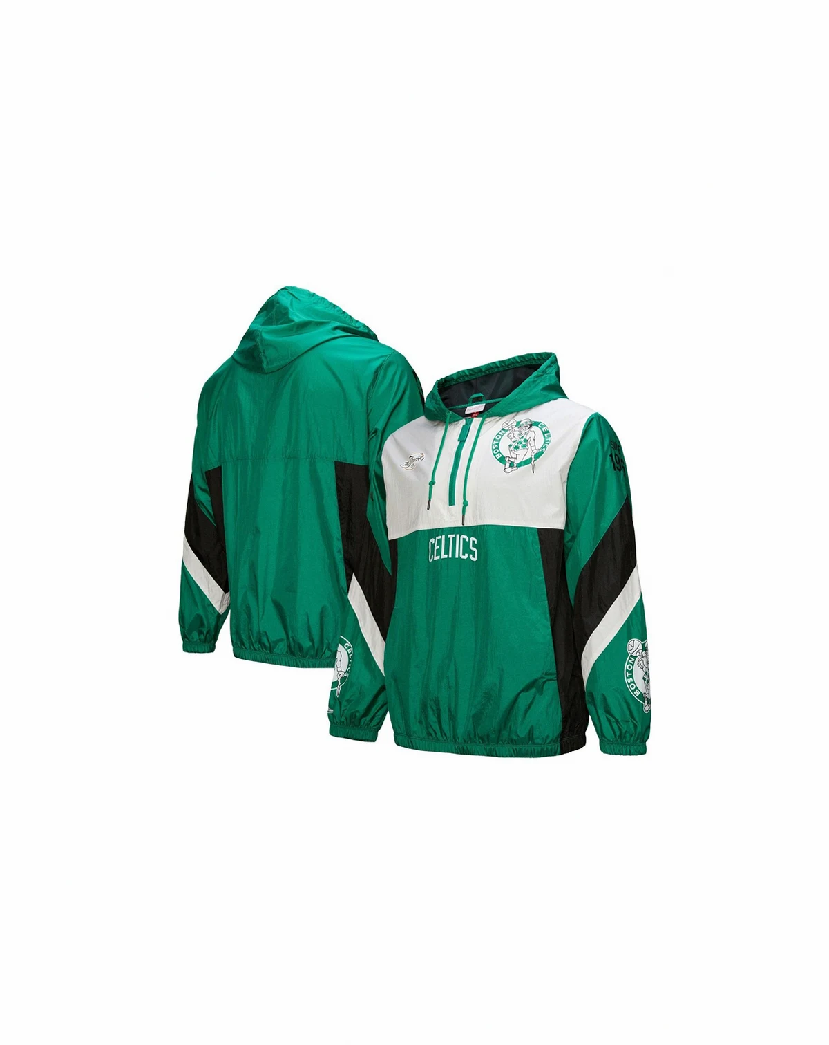 Men's Kelly Green Boston Celtics Hardwood Classics Team Origins Anorak Quarter-Zip Windbreaker Jacket