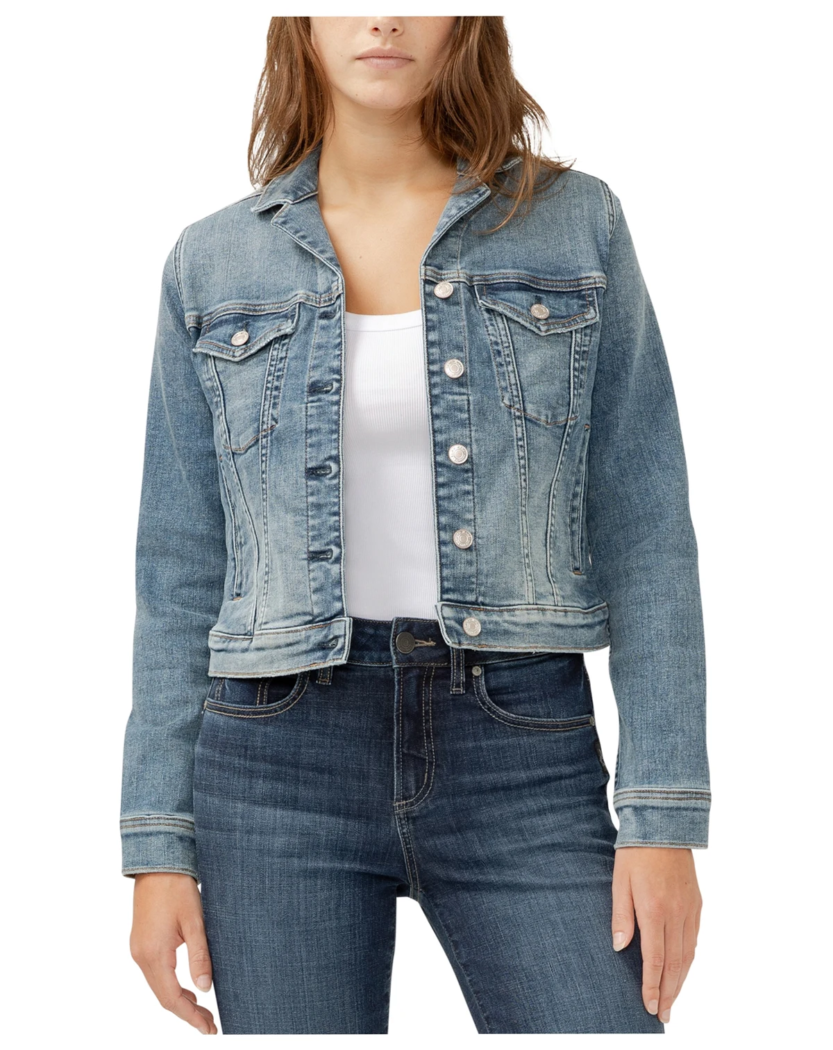 Women's Notched Crop Jean Jacket