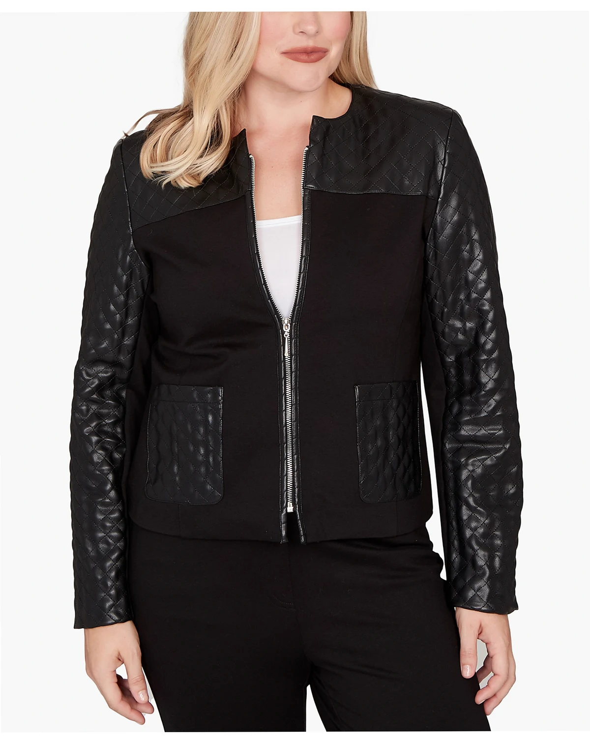 Petite Barcelona Zip Front Stretch Ponte Jacket