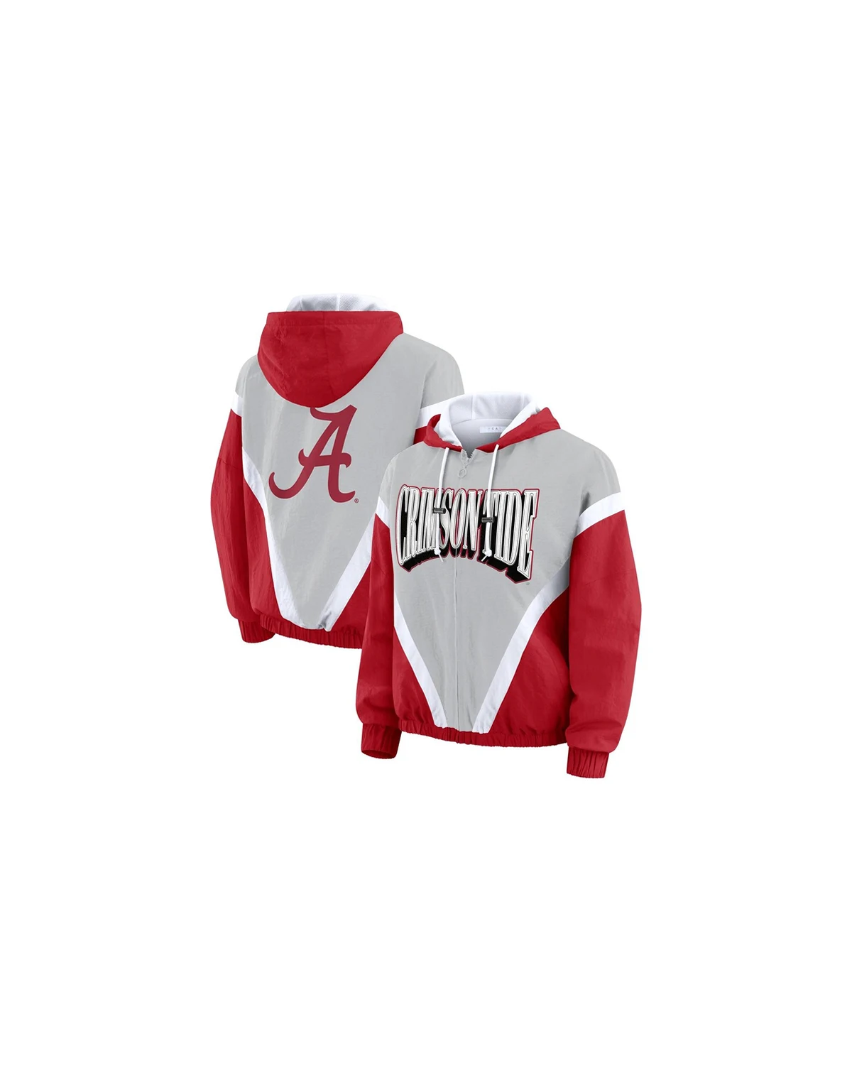 Women's Crimson/Gray Alabama Crimson Tide Color Block Full-Zip Hoodie Windbreaker Jacket