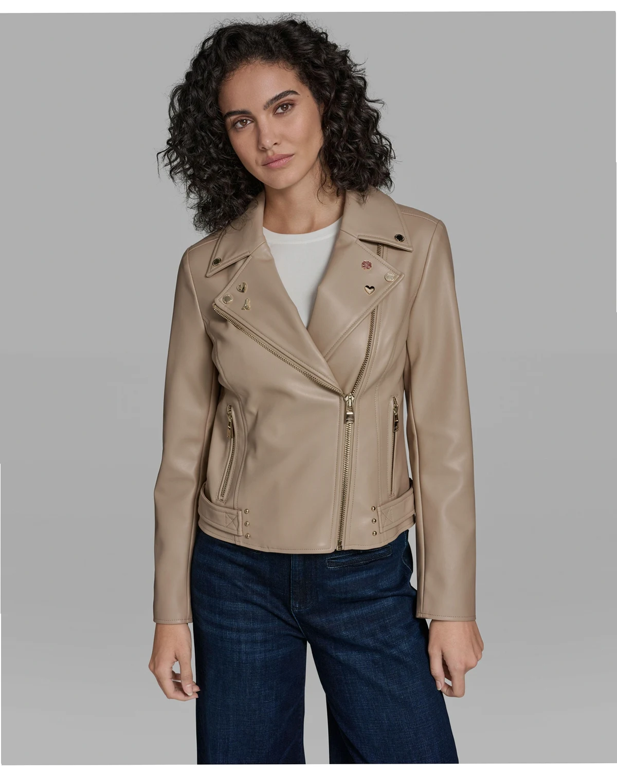 Women's Logo Pin Asymmetrical Moto Jacket