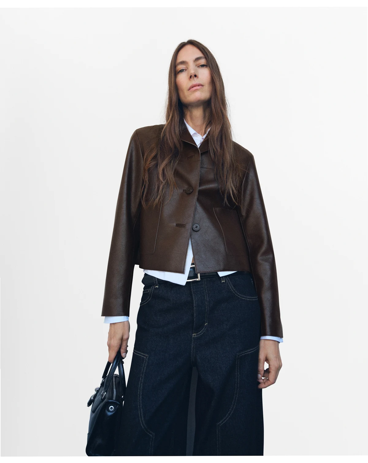 Women's Pockets Leather-Effect Jacket