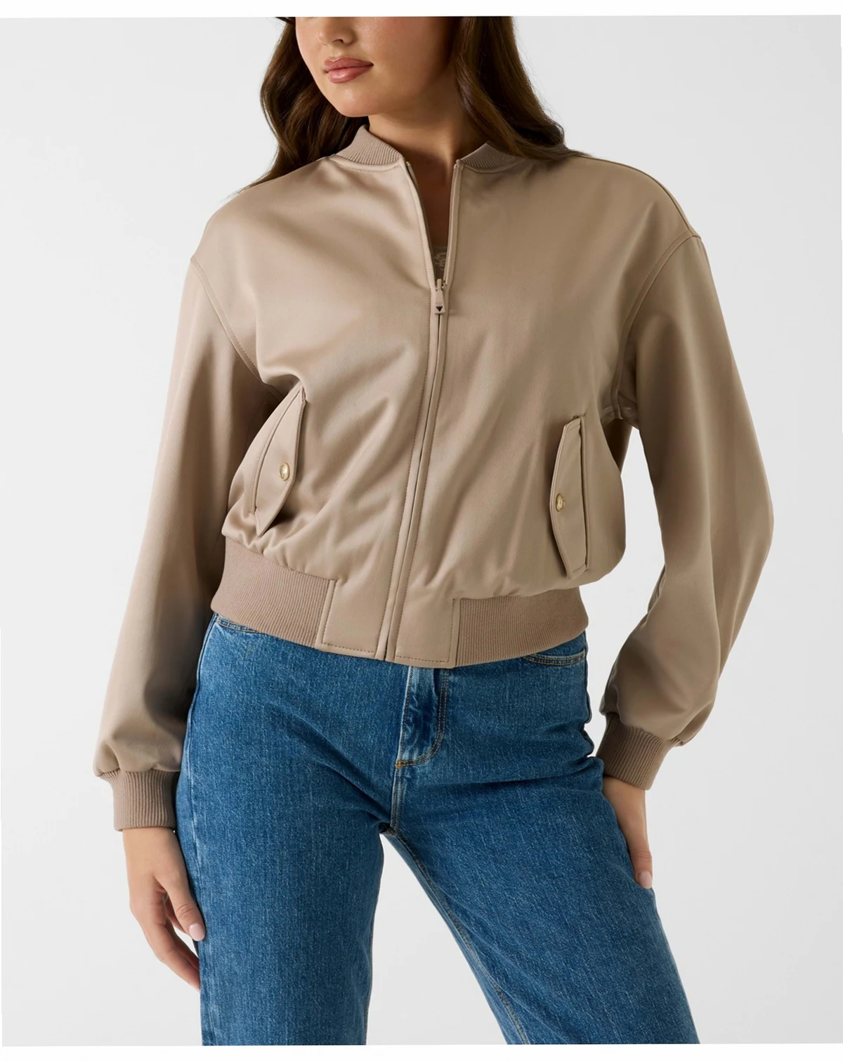 Women's Cathleen Bomber Full-Zip Collared Jacket