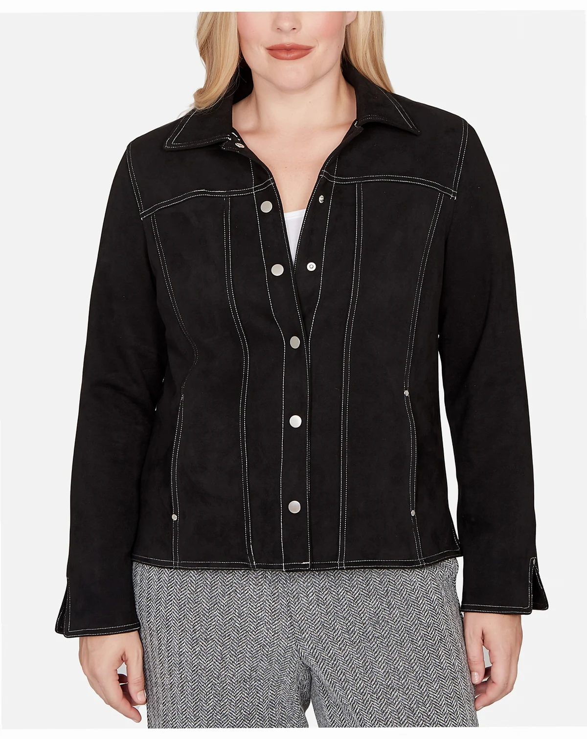 Women's Jet Setter Print Lining Faux Suede Jacket