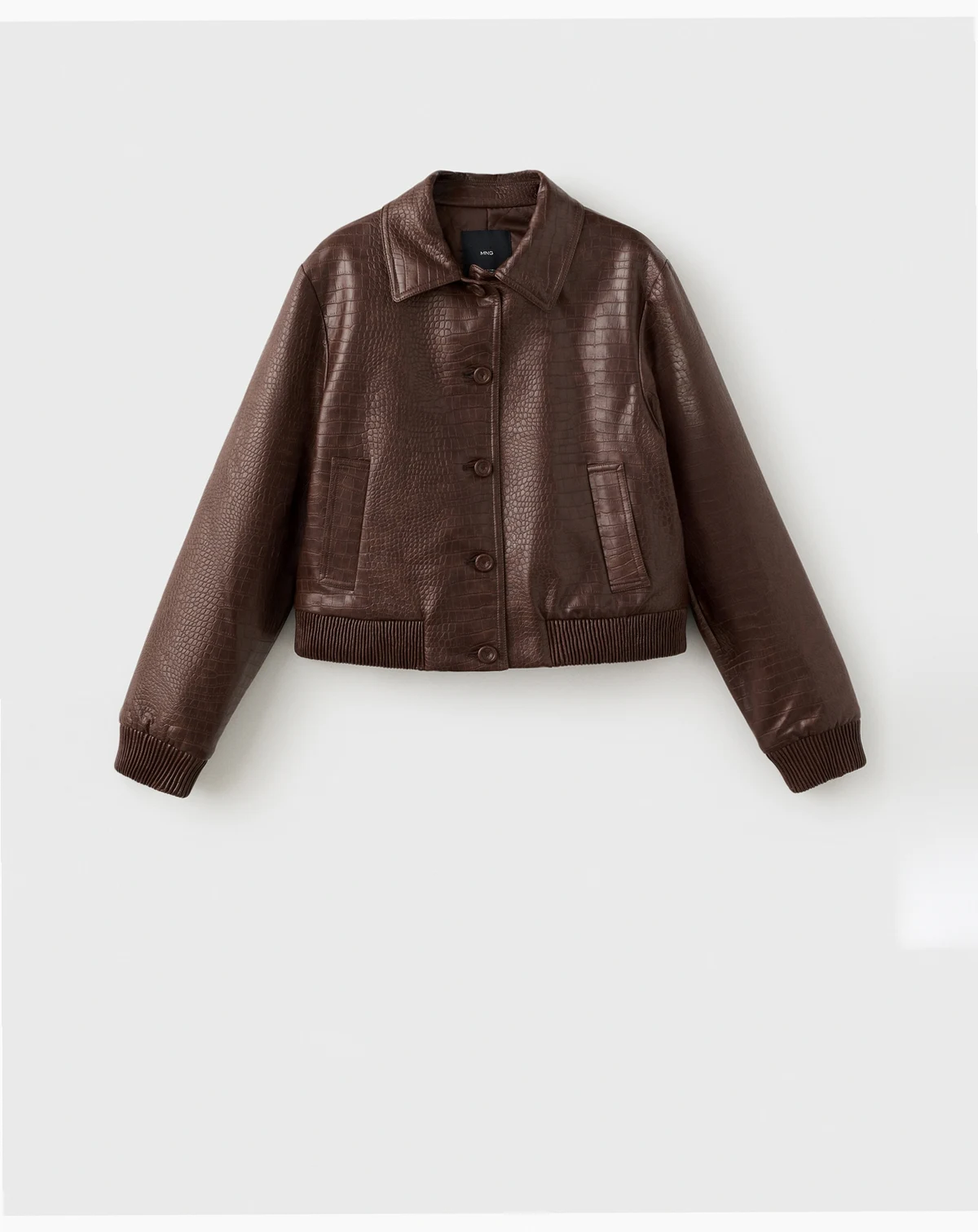 Women's Croc-Effect Bomber Jacket