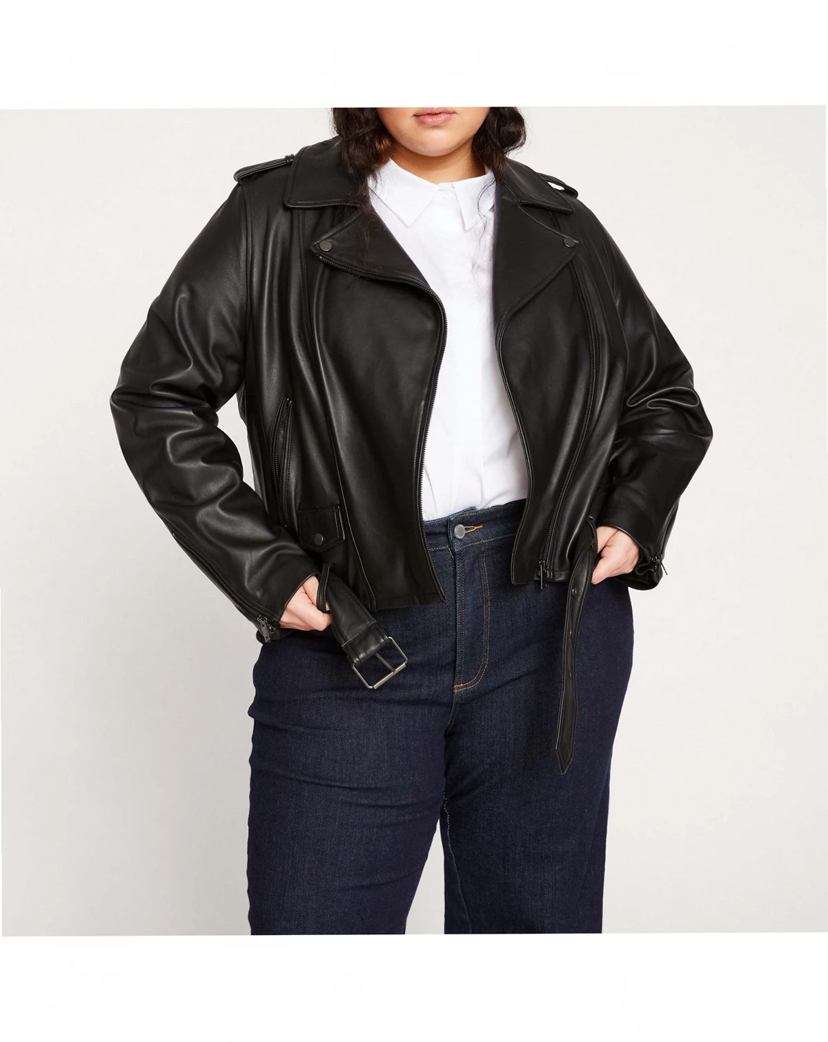Plus Size Leeron Leather Moto Jacket
