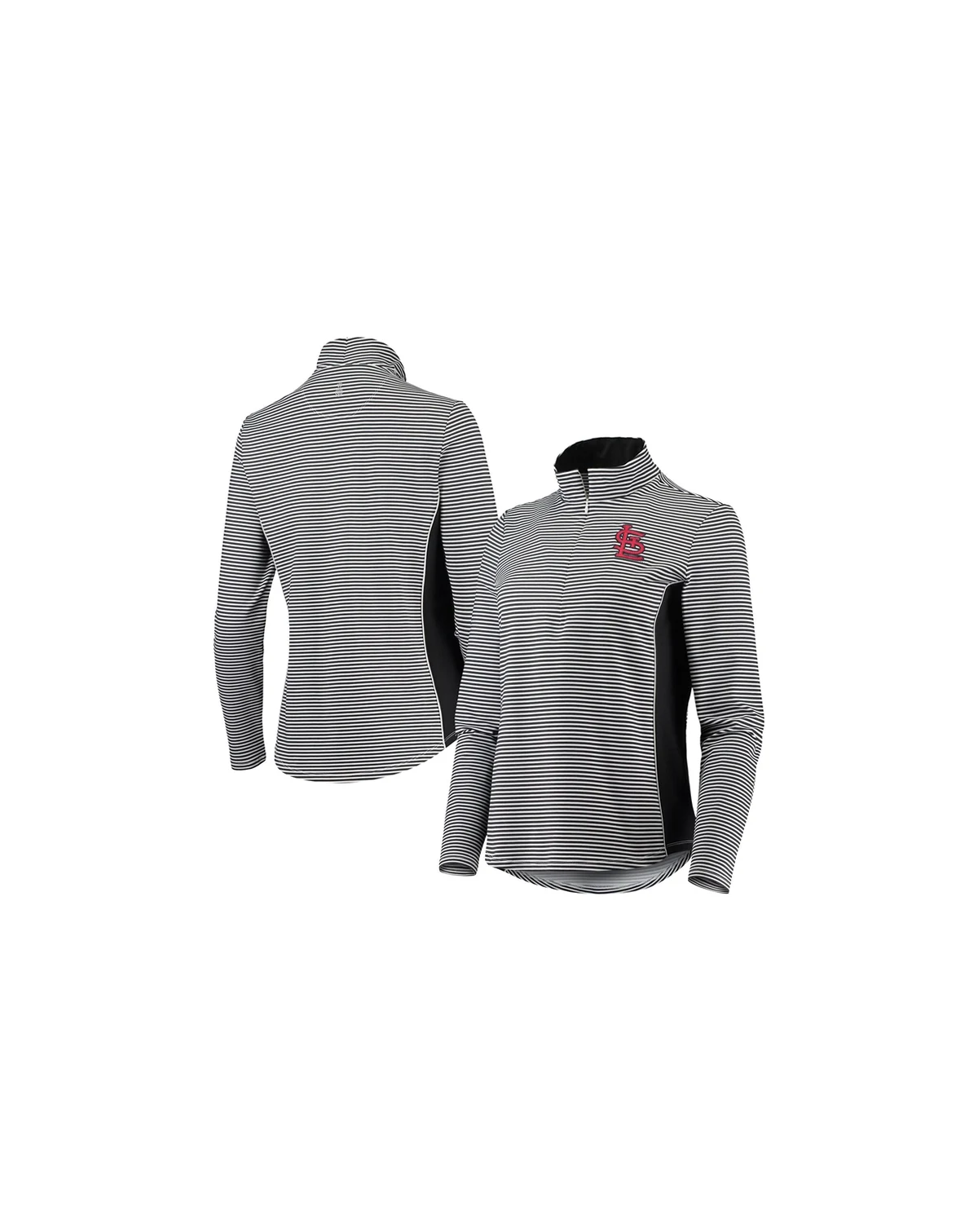 Women's Black St. Louis Cardinals Aubrey Stripe Block IslandZone Half-Zip Jacket
