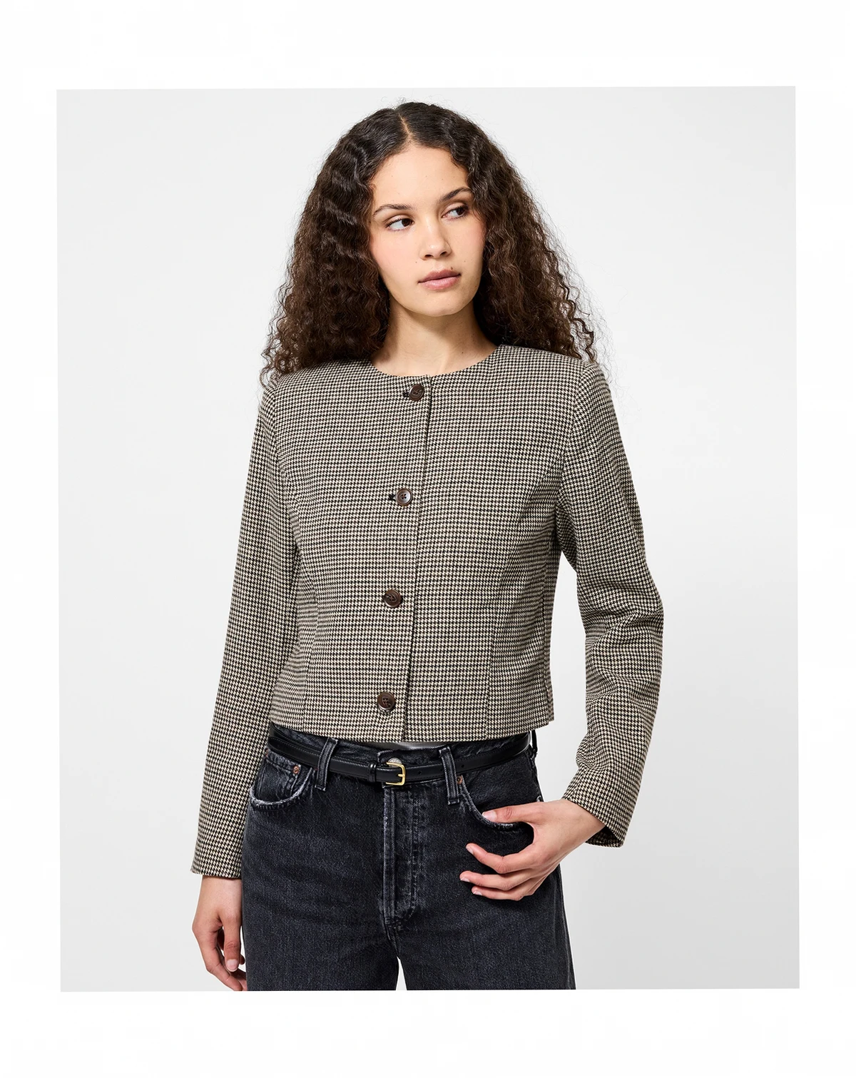Women's Houndstooth Long Sleeve Jacket