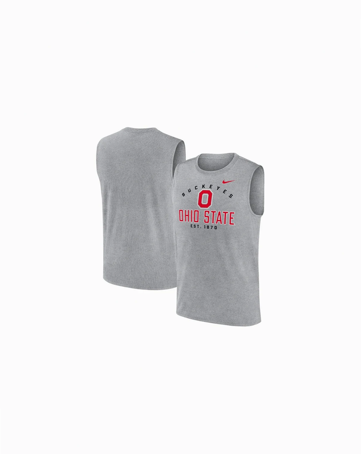 Men's Heather Gray Ohio State Buckeyes Primetime Legend Lock Up Performance Muscle Tank Top