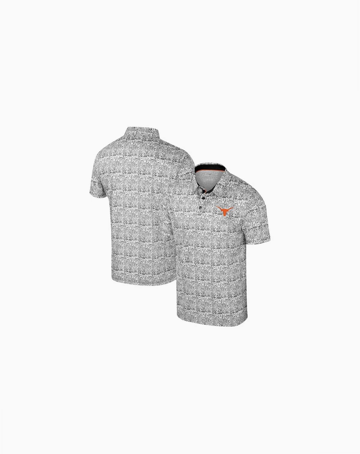 Men's Black/White Texas Longhorns Big Tall Allover Polo Shirt
