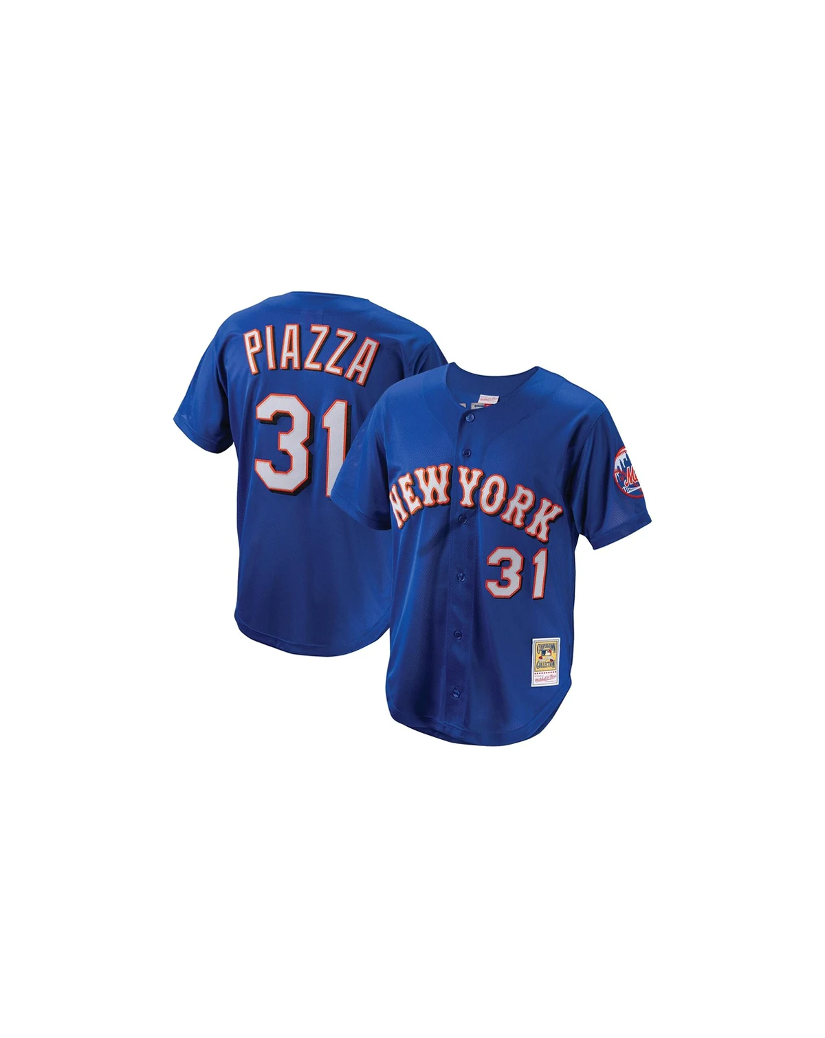 Men's Mike Piazza Royal New York Mets Cooperstown Collection Mesh Batting Practice Button-Up Jersey