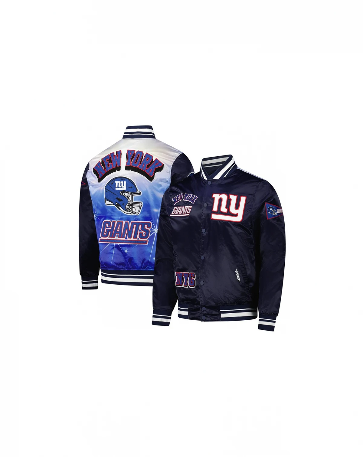 Men's Navy New York Giants Sublimated Satin Full-Snap Jacket