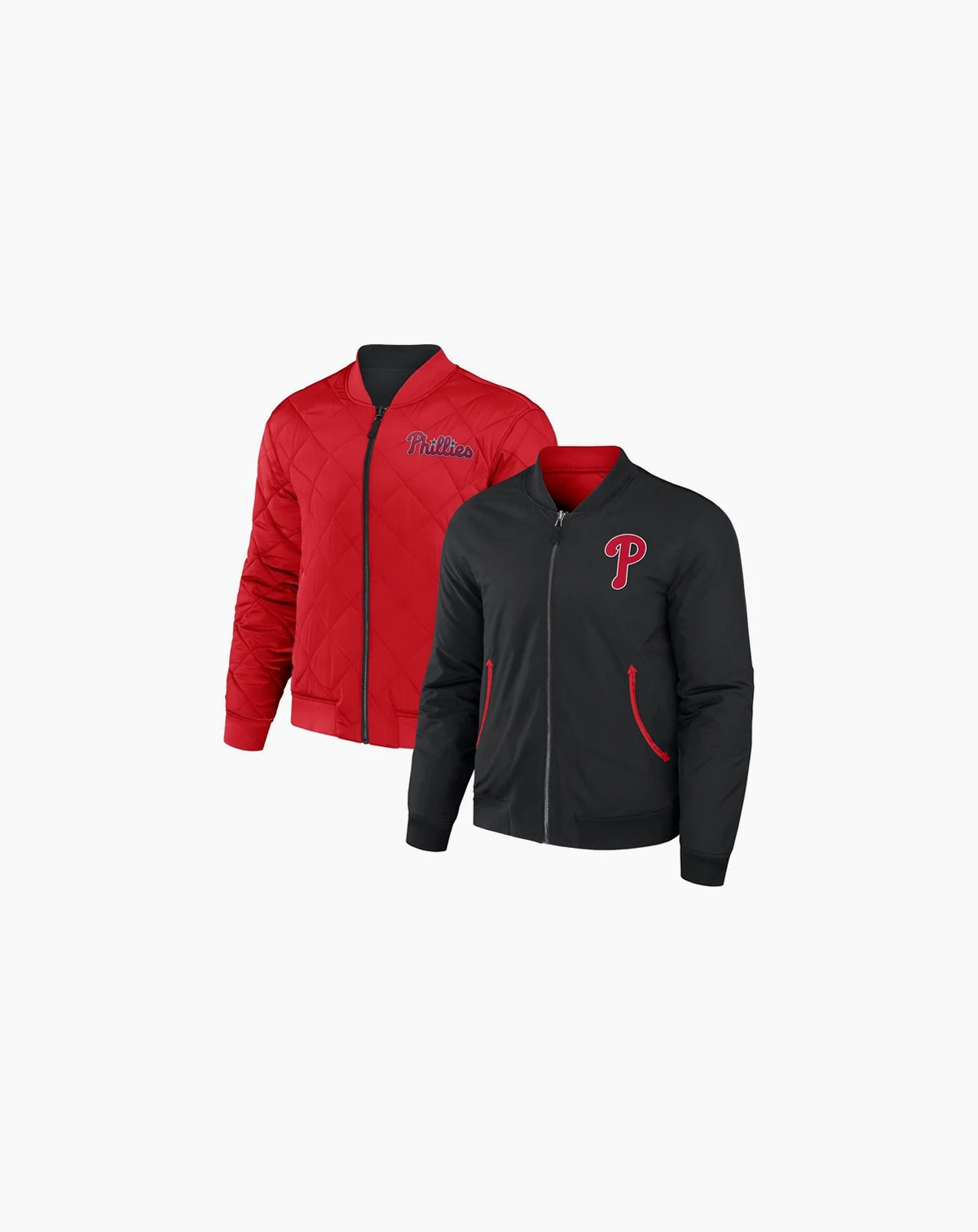 Men's Darius Rucker Collection by Black, Red Philadelphia Phillies Reversible Full-Zip Bomber Jacket