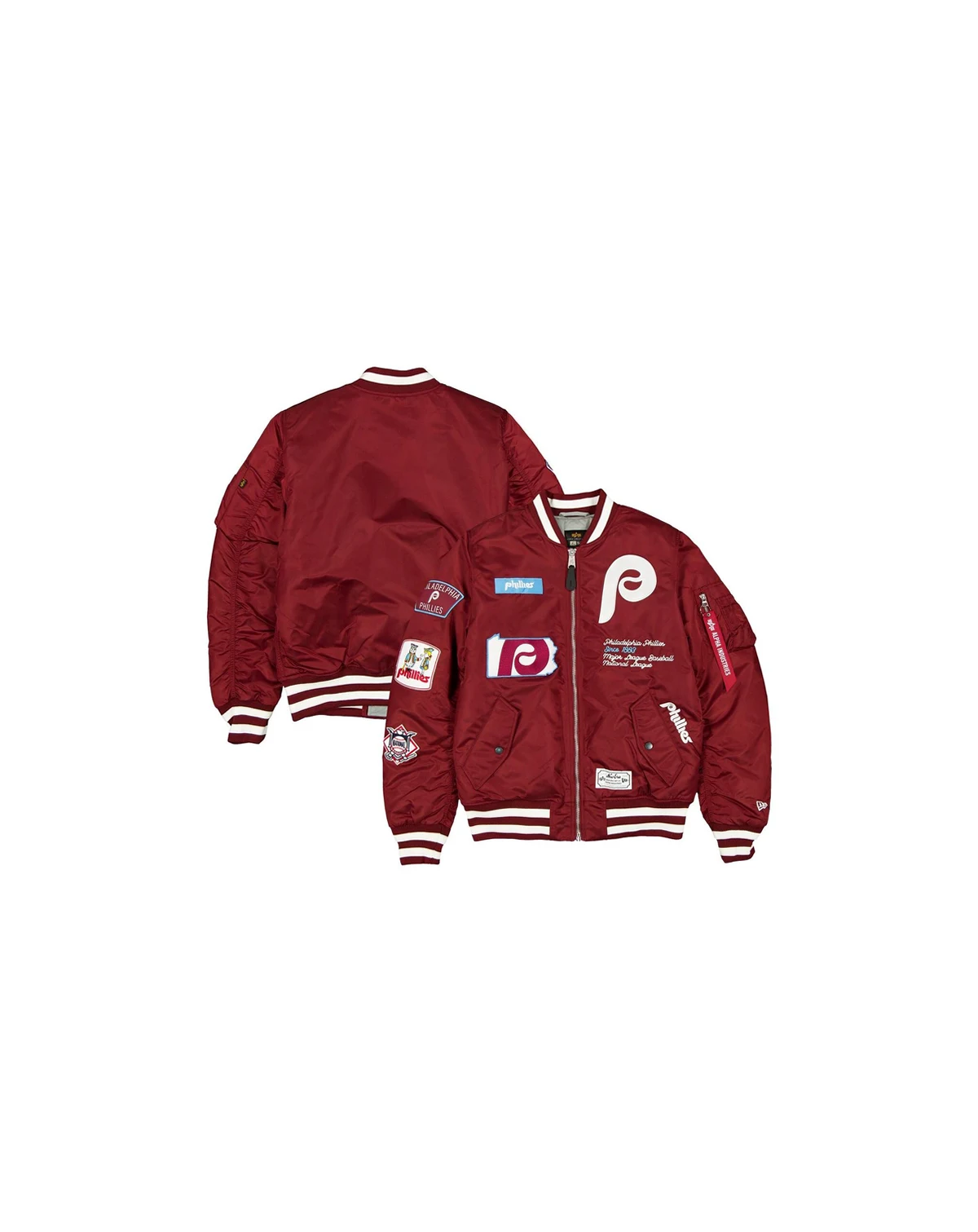 Men's Maroon Philadelphia Phillies Full-Zip Bomber Jacket