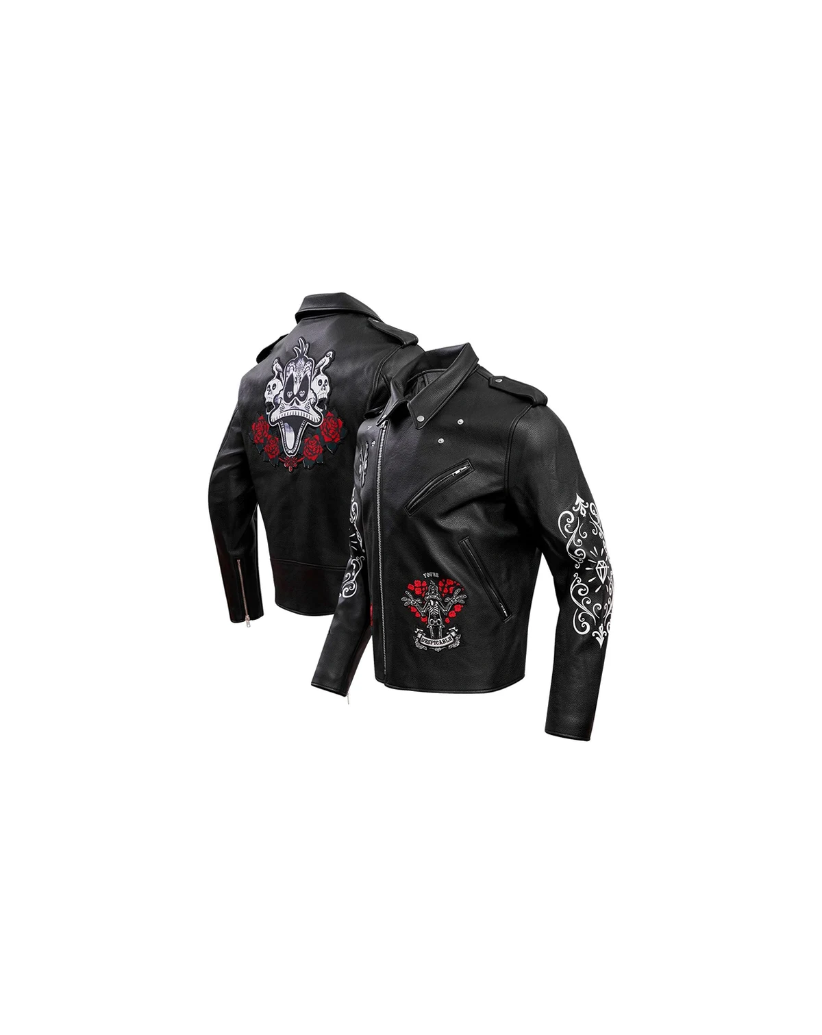 Men's Black Looney Tunes Dispicable Biker Full-Zip Jacket