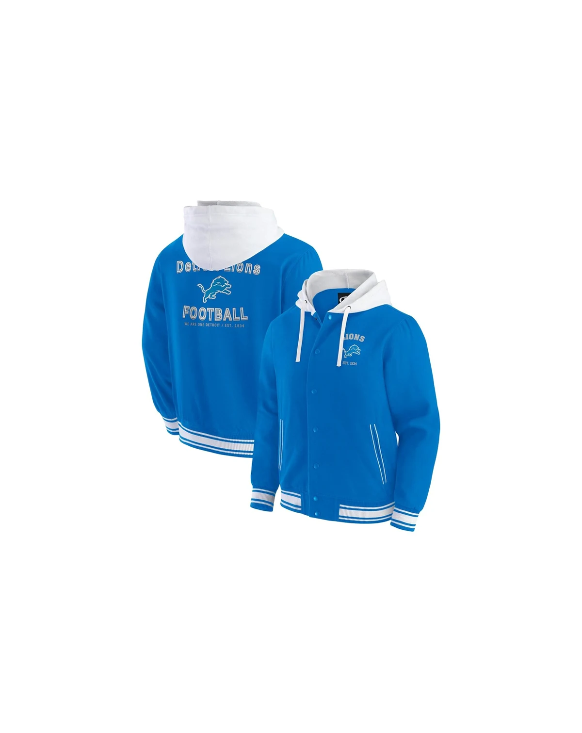 Men's Blue Detroit Lions Full-Snap Hoodie Jacket