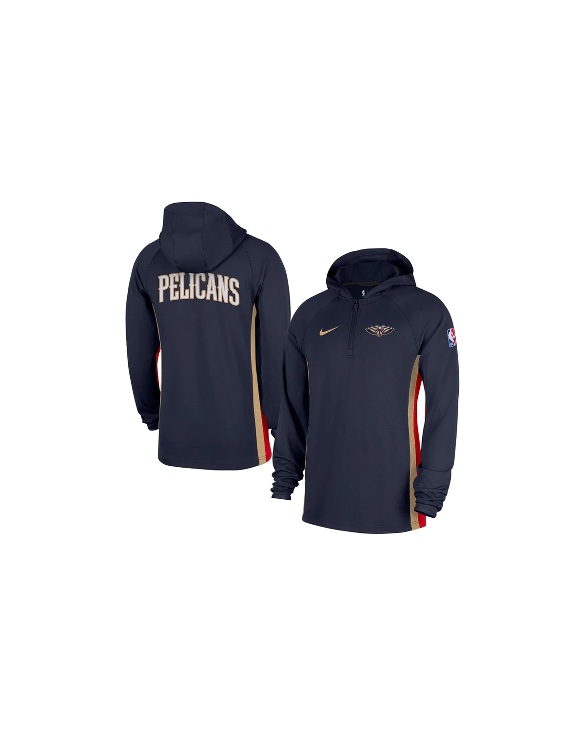 Men's Navy New Orleans Pelicans Authentic On Court Zone Quarter-Zip Dri-FIT Hoodie Jacket